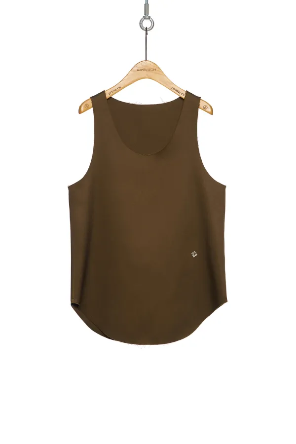 PF25 KHAKI RAW CUT HEM TOP