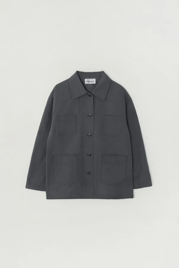 WELT COTTON WORK JACKET_WASHED NAVY