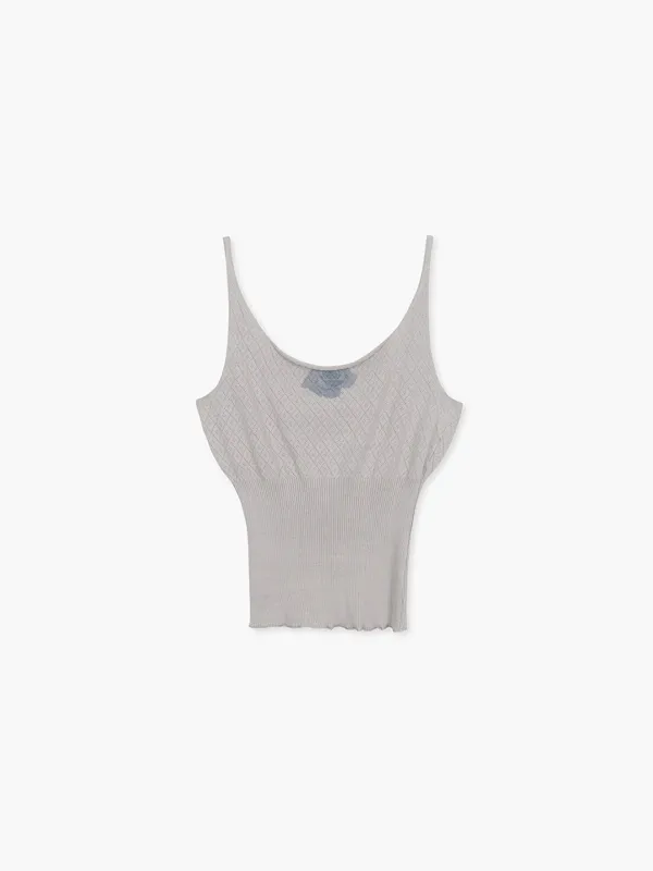 POINTELLE SLEEVELESS KNIT TOP_grey
