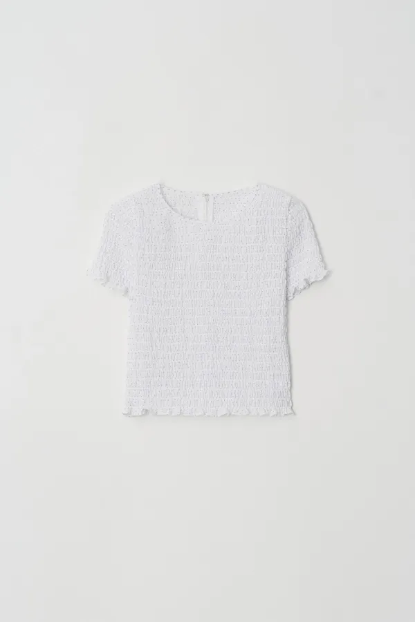 Smocked Sleeve Blouse (white)