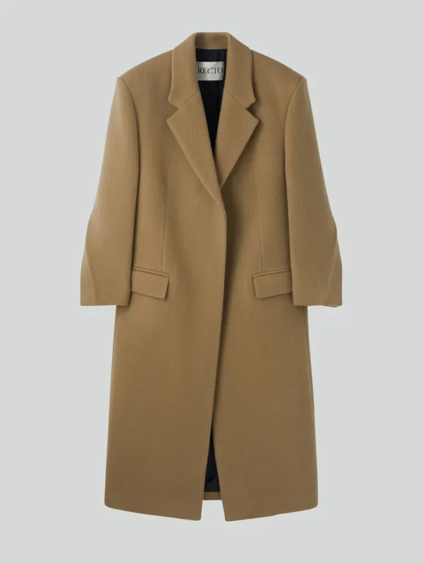 HAIRY WOOL SINGLE COAT (LIGHT KHAKI)