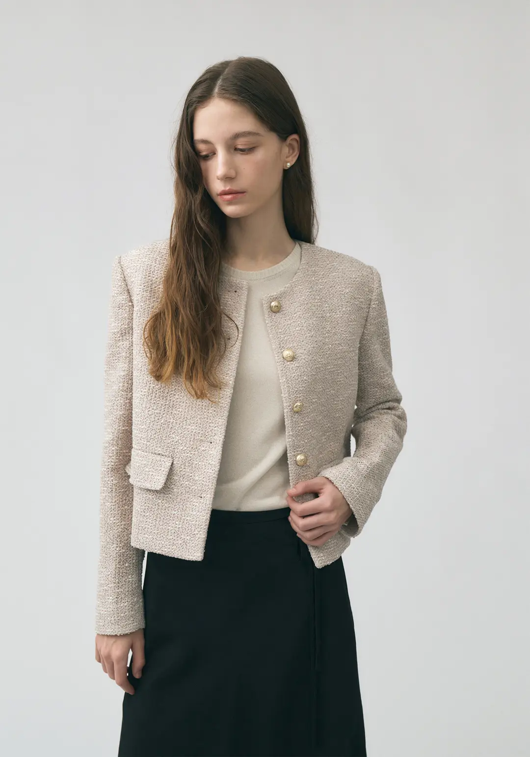 엘로주 Aube Tweed Jacket (Beige) 상품 이미지 1