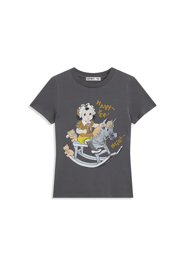 ROCKING BABY TEE, CHARCOAL