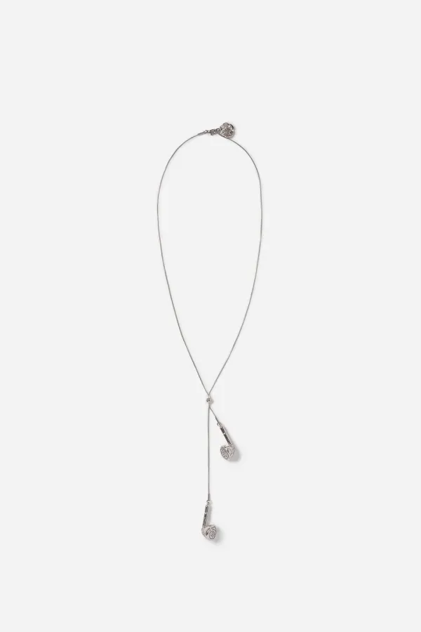 METAL EARPHONE NECKLACE - SILVER