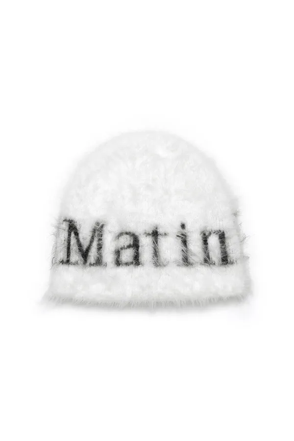 MATIN HAIRY KNIT BEANIE IN WHITE