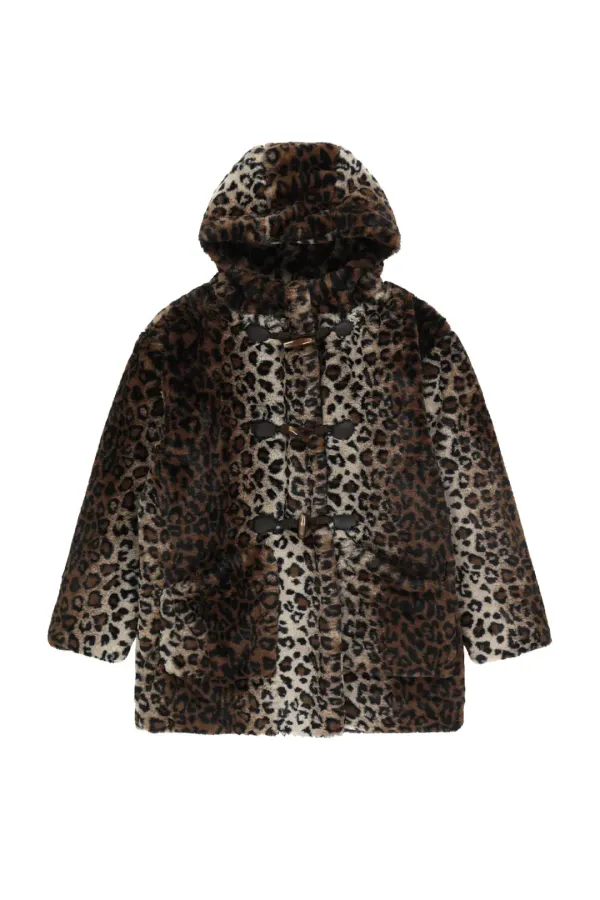 SHEARLING DUFFLE HALF COAT (LEOPARD)