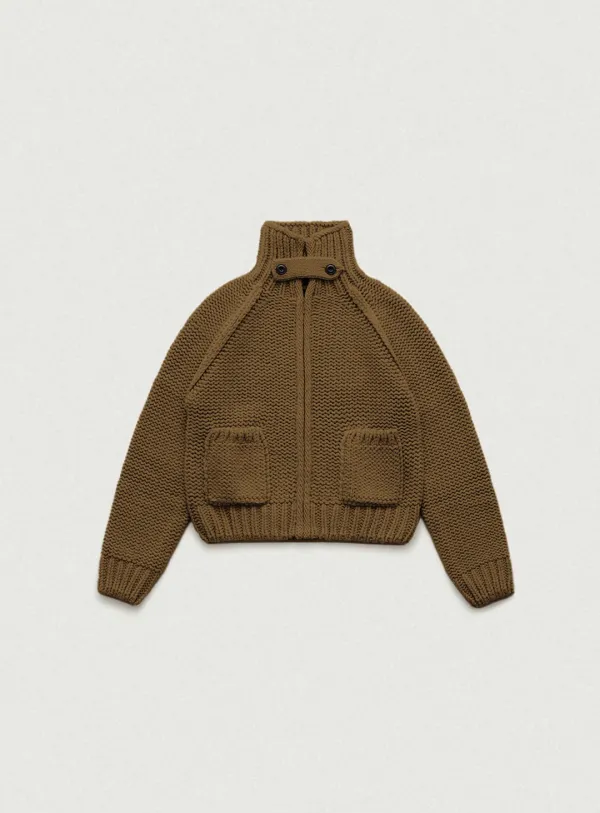 Soap Zip-Up Knit Cardigan_Olive