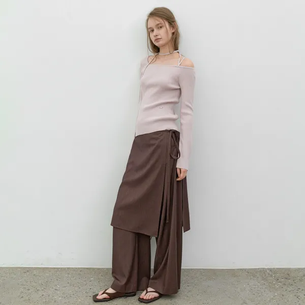 (PT-5828)LAYERED WRAP SKIRT PANTS