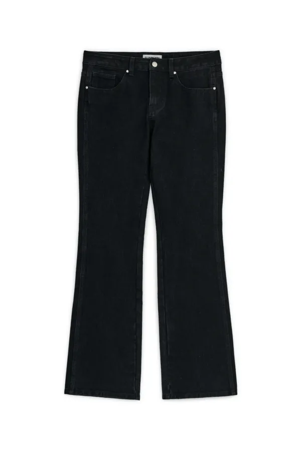 STRAIGHT SLIM DENIM PANTS, BLACK