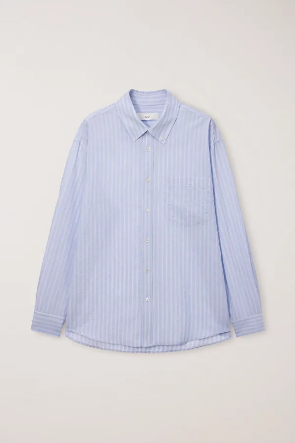 UNISEX CLASSIC STRIPED BD OVERSHIRT BLUE_UDSH6B125B1