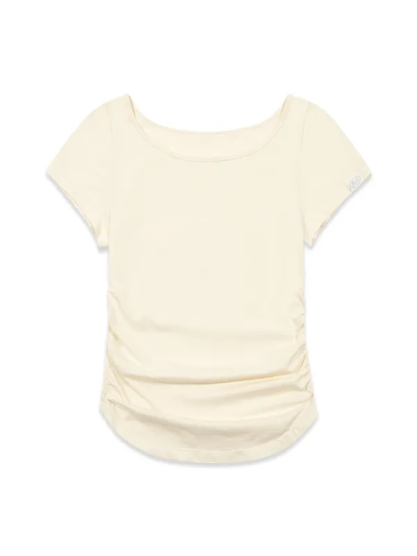 BOAT SHIRRING T-SHIRT (CREAM)