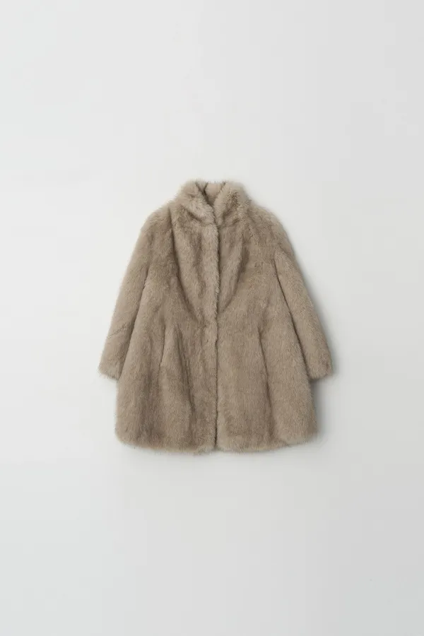 High Neck Fur Coat (beige)