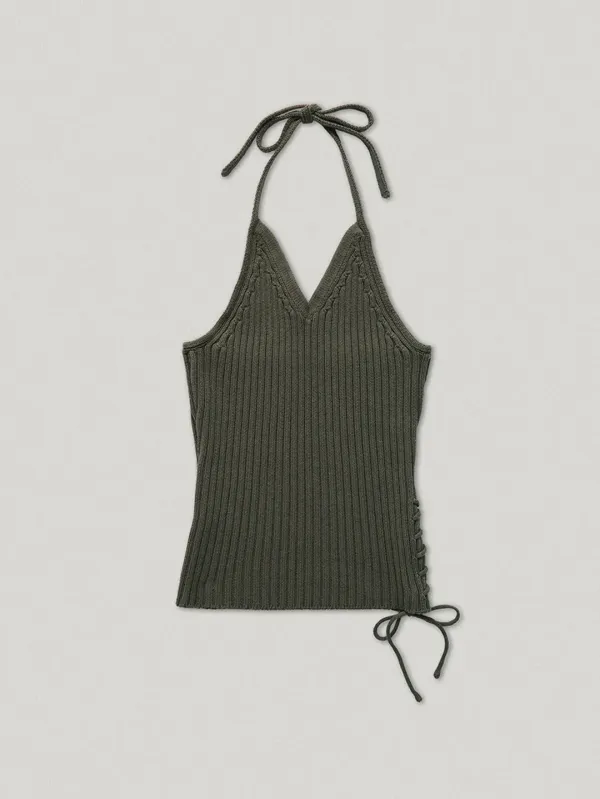 Suzie Halter Neck Knit Khaki (2nd)
