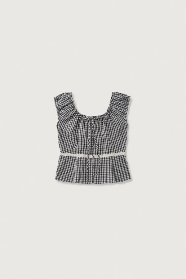 CLARE SHIRRING BLOUSE [CHECK]