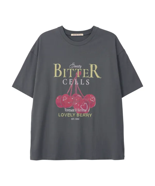 Cherry Berry Tee-Dark Grey