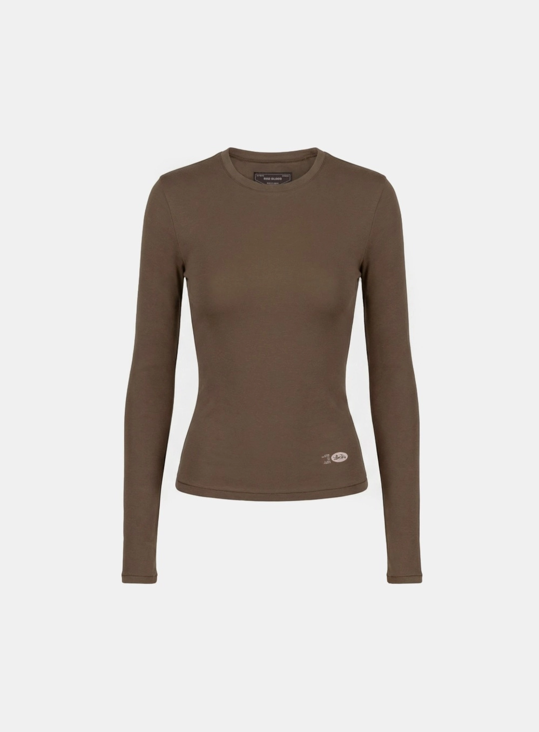 배드블러드 [w-tee26-048] BS Cotton Jersey Fitted Long Sleeve T-Shirt - Brown 상품 이미지 2