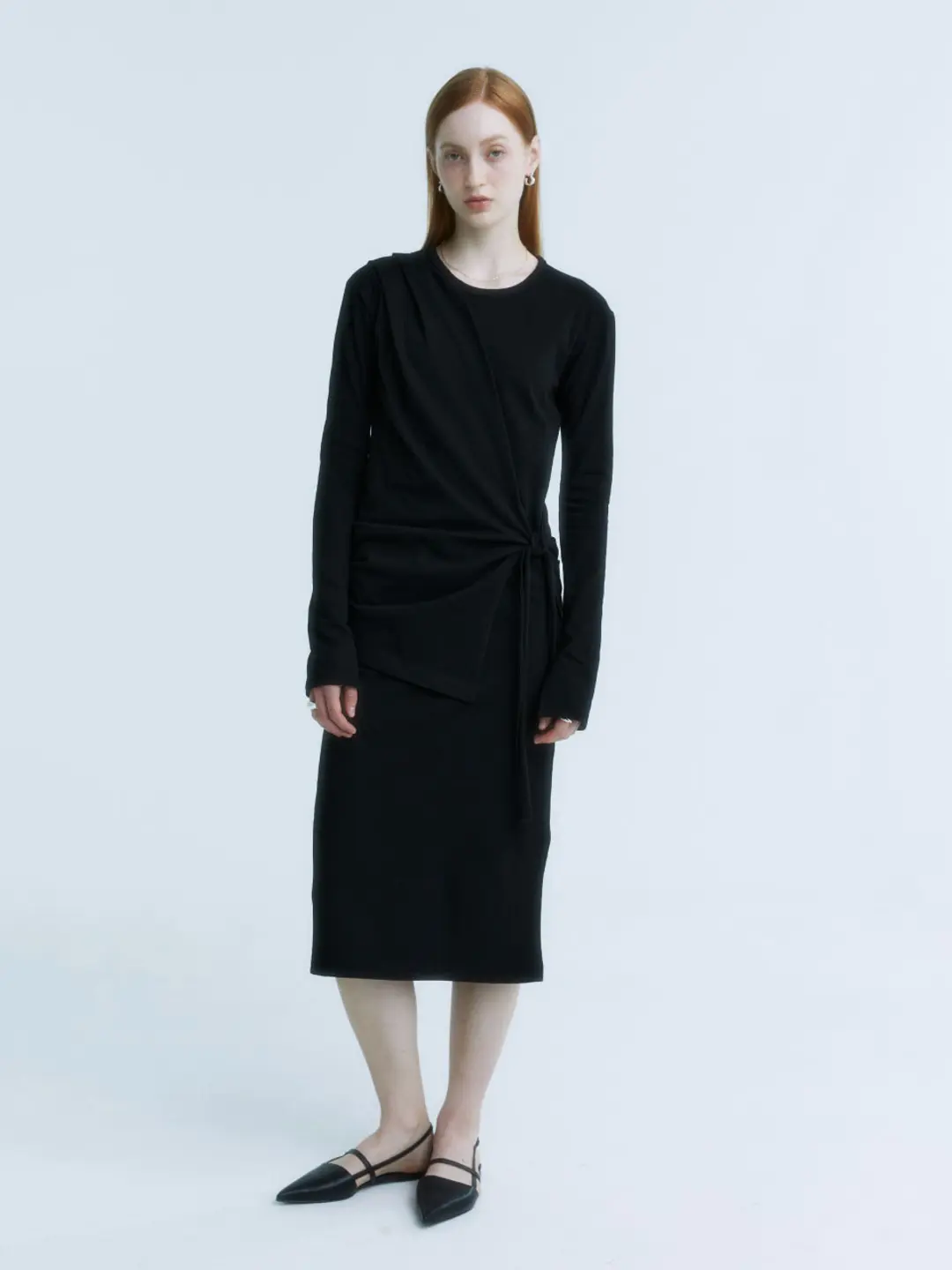 뮤제 NU MARTINELLI Draped Layered Jersey Dress_Black 상품 이미지 2