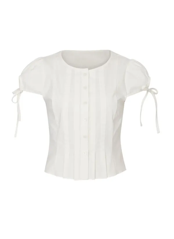 Classic Pin Tuck Blouse (Ivory)