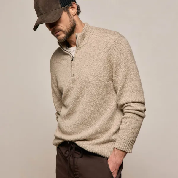Stretch Cotton Knit Pullover - Taupe