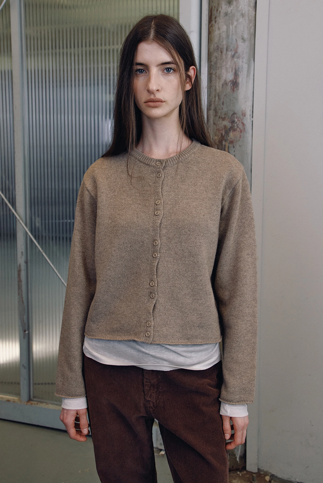 브렌다 브렌든 wool button cardigan - brown 상품 이미지 2