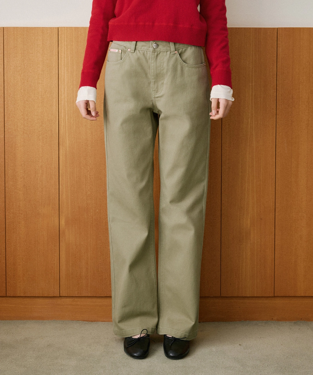 반원 아뜰리에 P3282 워시드 스트레이트 팬츠_Light khaki 상품 이미지 2