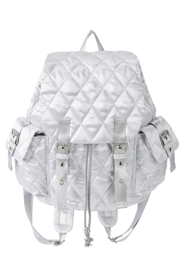 GLOSSY QUILTED BACKPACK_SILVER