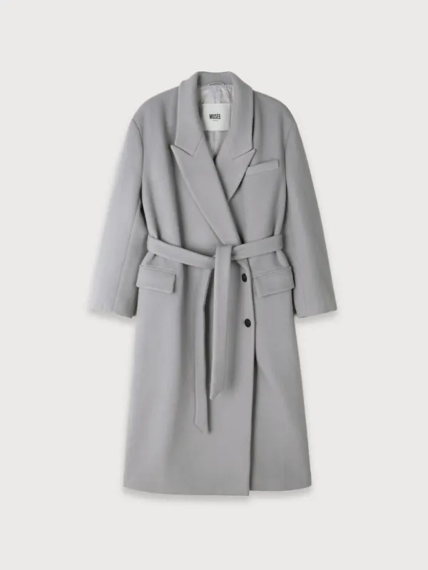 LONDON Merino Wool Double Oversized Tailored Coat_Light Gray