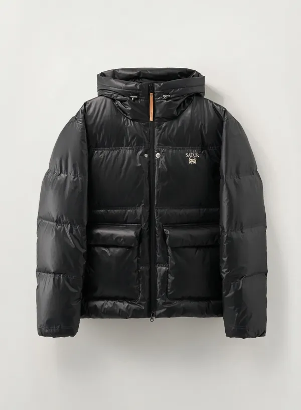 Hooded Puffer Duck Down Padding - Black