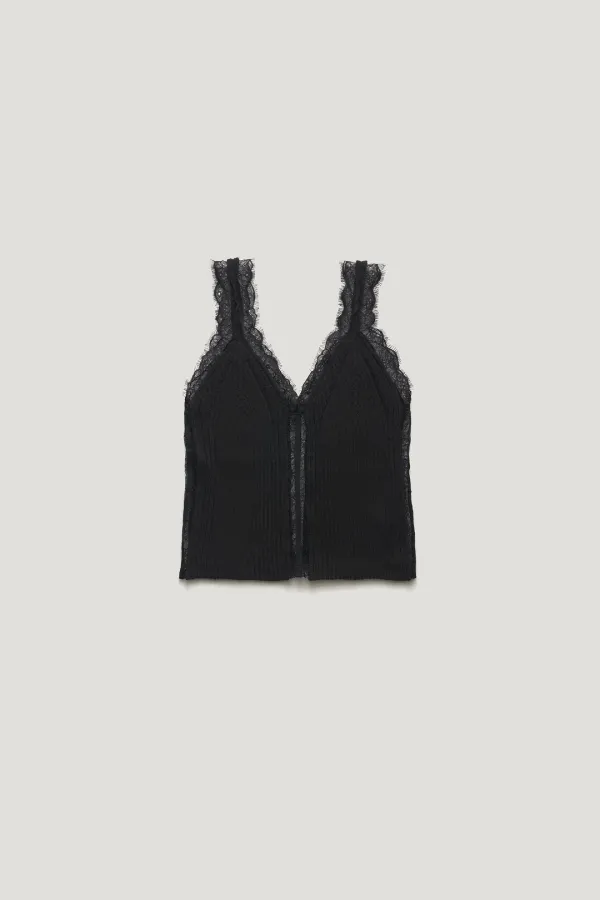 [WOOL 15%] VIONEL LACE WOOL KNIT SLEEVELESS_BLACK / ₩159,000