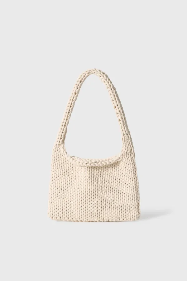 Hand Knit Cotton Bag (Ivory)