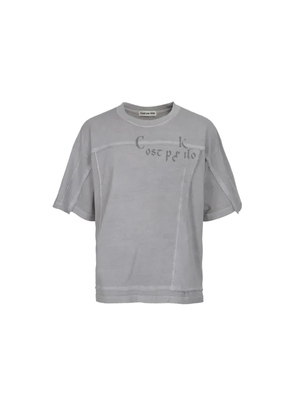 ASYMMETRY CUT S/S T-SHIRT LIGHT GREY