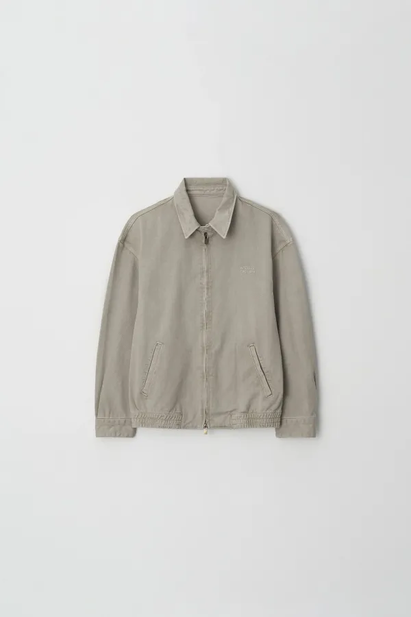 Hand-Embroidered Denim Jacket (light khaki)