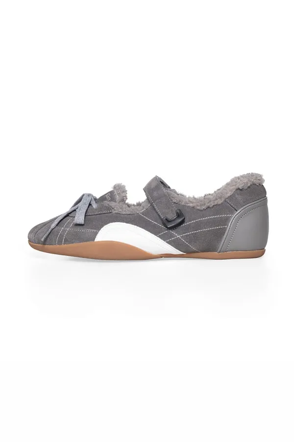 SPORTY SHEARLING MARY JANE SNEAKERS IN GREY