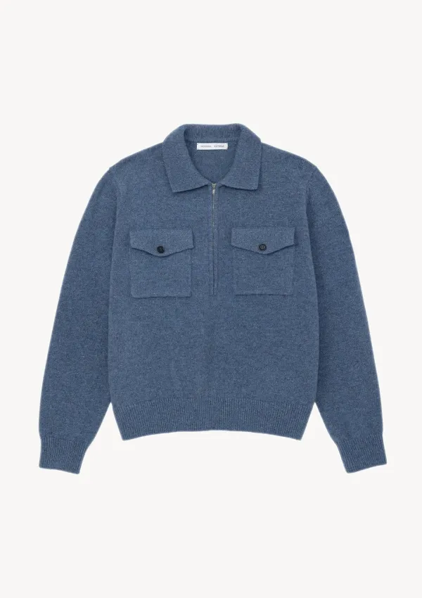 Pocket Collar Knit in Blue