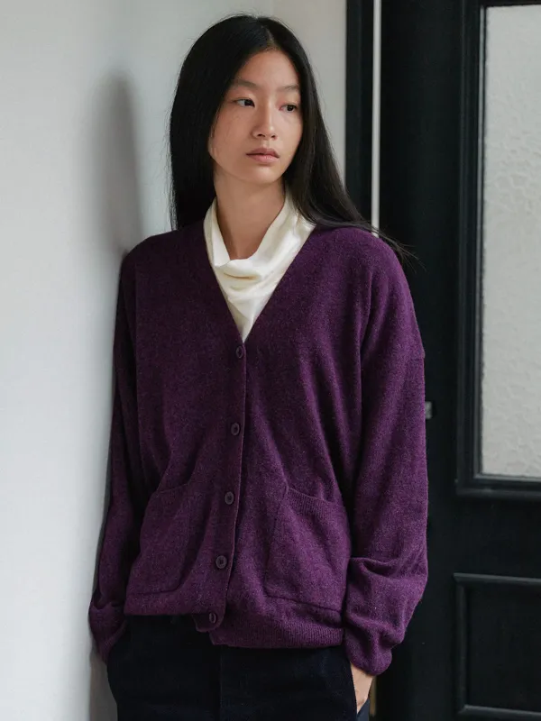 [26FW] Pocket Knit Cardigan - Purple