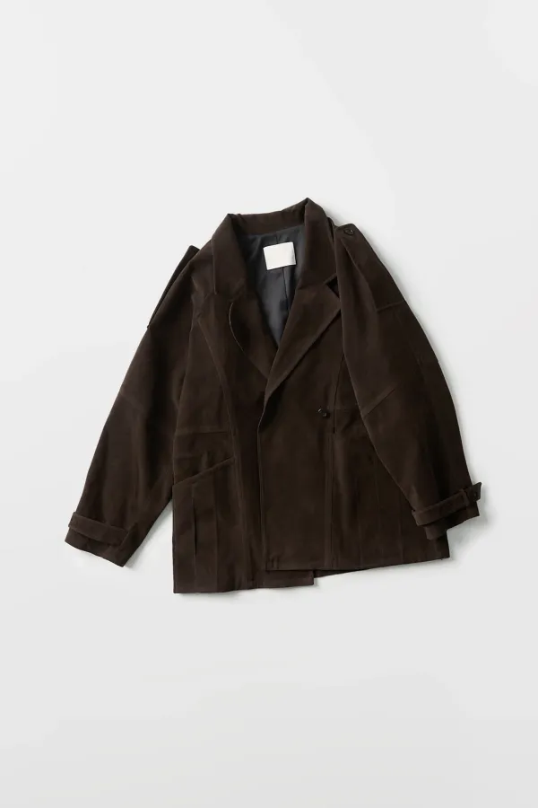 Leather Waist Drawstring Half Coat (deep brown)