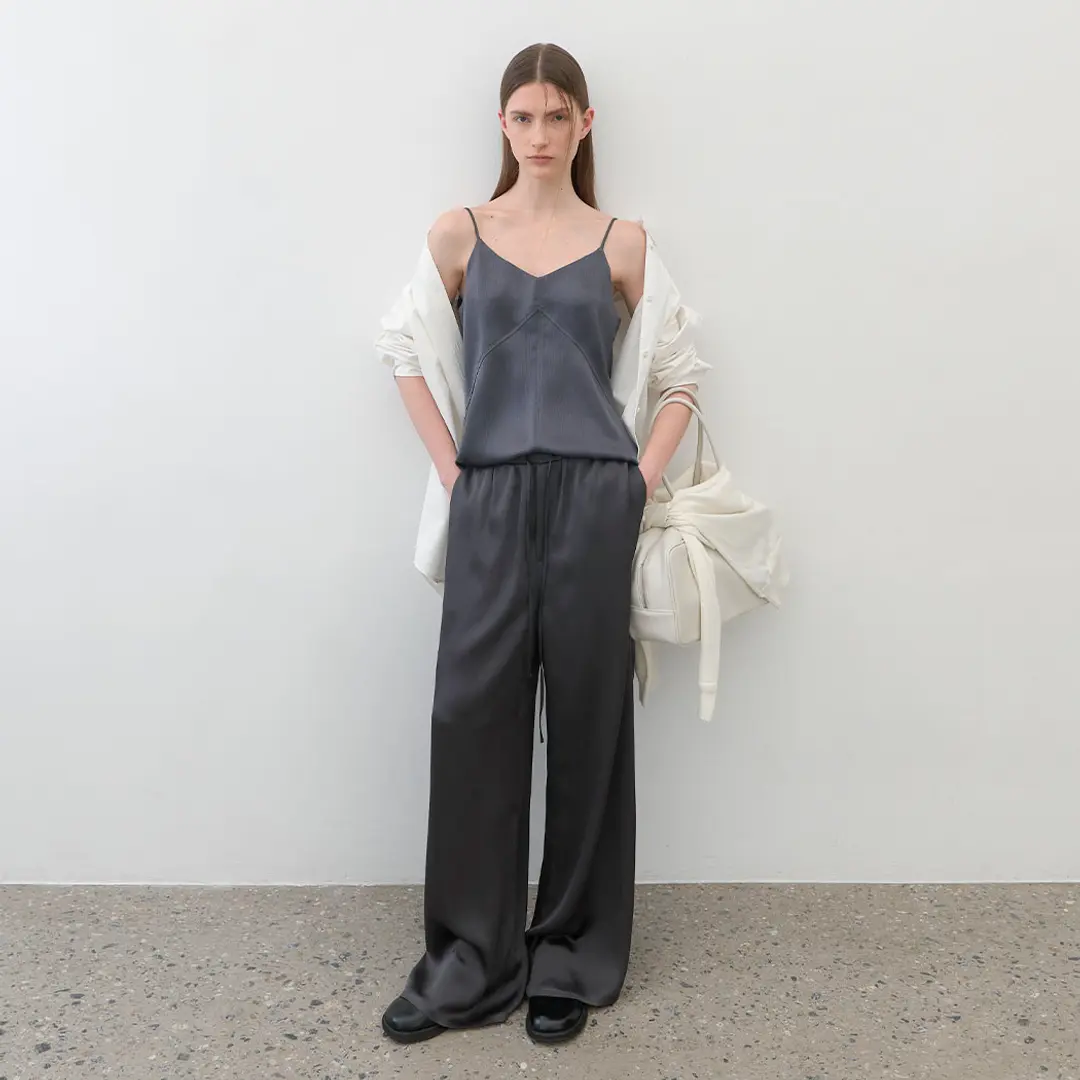 아뜰리에 나인 (PT-5621)SATIN CREASE STRING SET-UP PANTS 상품 이미지 2