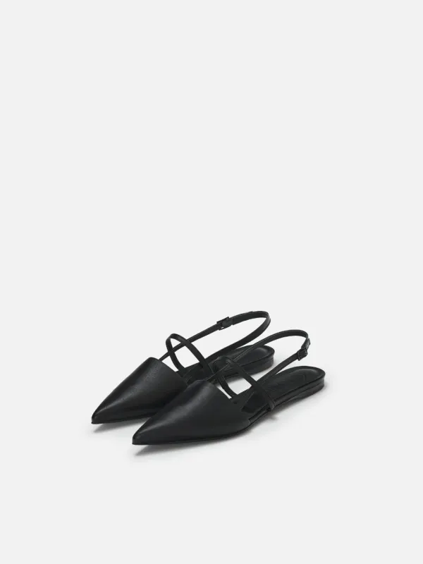 Pointed flat slingback Black