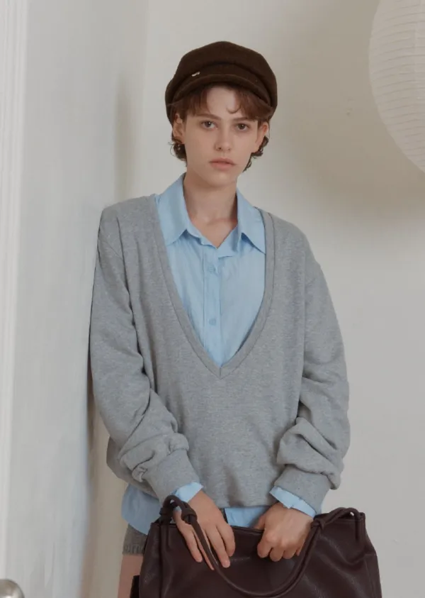 ANC DEEP V-NECK SWEAT-SHIRT_GREY