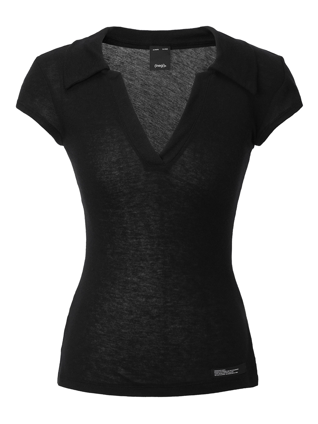 이네기 [3rd Reorder] Veiled Collar Short Sleeve (black) 상품 이미지 1