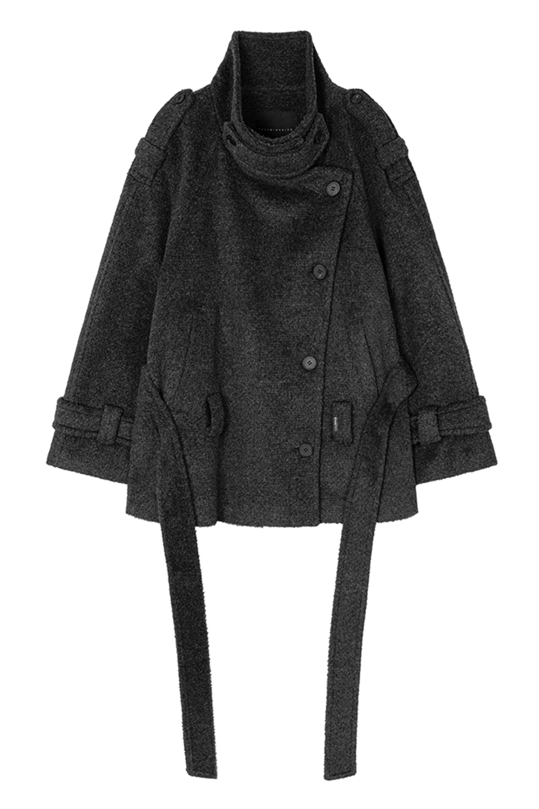 트리밍버드 High-Neck Convertible Belted Half Coat [ Charcoal ] 상품 이미지 1
