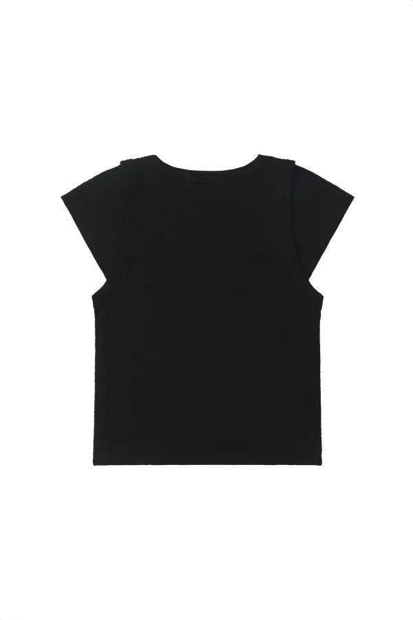 SLUB CAP SLEEVE T-SHIRT IN BLACK