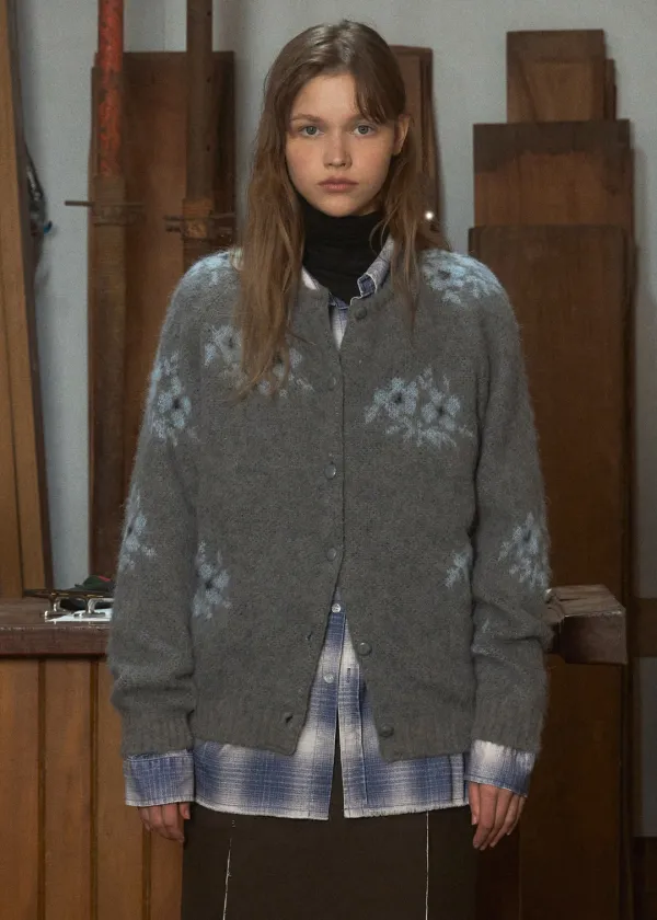 Flower jacquard knit (charcoal gray)