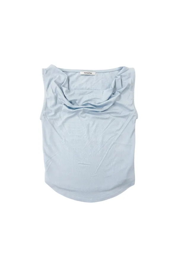 ASYMMETRIC ONE SHOULDER SLEEVELESS TOP (LIGHT BLUE)
