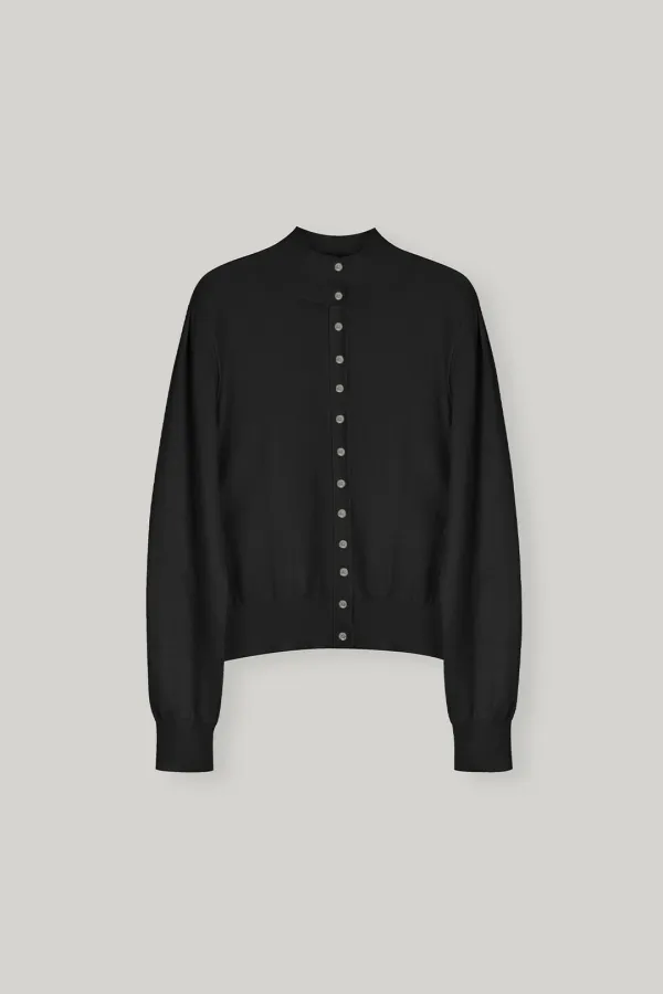 Armelle High-neck Wool Cardigan