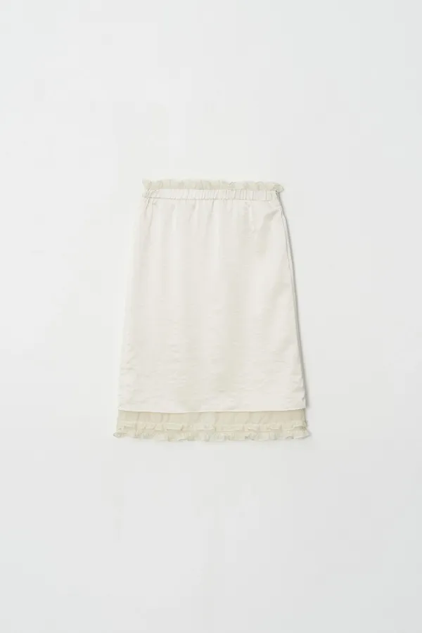 [2차] Sheer Frill Layered Skirt (Ivory)