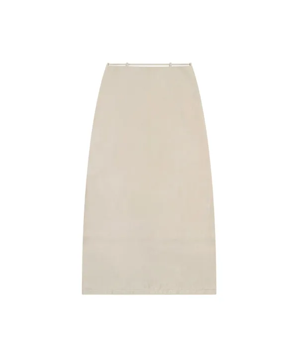 P3317 실키 맥시 스커트_Light beige