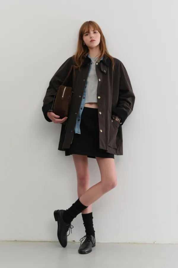 UNISEX WAXED COTTON HUNTING JACKET BROWN