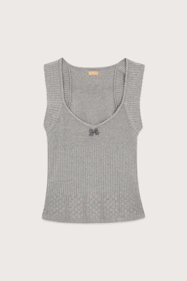 Scallop Punching Knit Sleeveless (Grey)