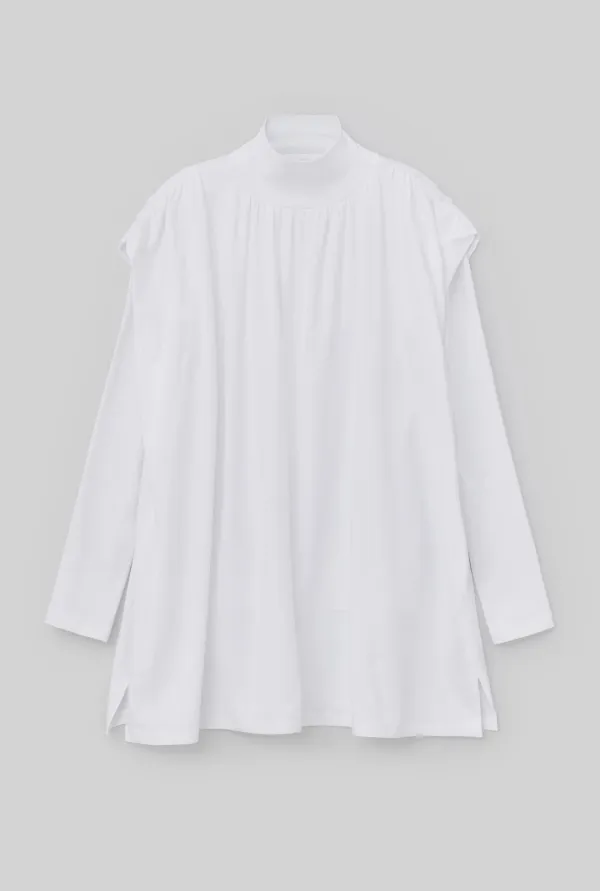 MOCK NECK LONG JERSEY TOP (WHITE)